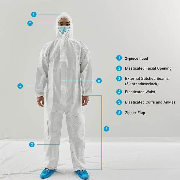 Type 5 Type 6 Disposable Hooded Microporous Coveralls wholesale 