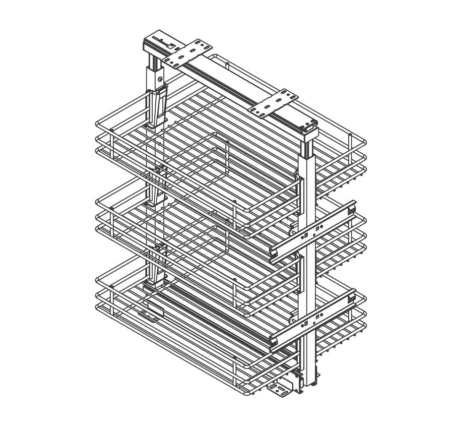 3-layer drawer baskets PTJ011 for kitchen base cabinet