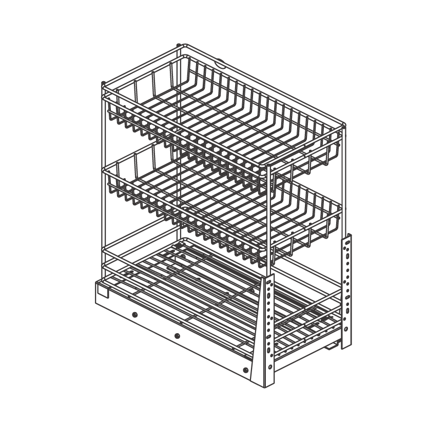 Soft-closing 3-layer pull out kitchen baskets PTJ004E5