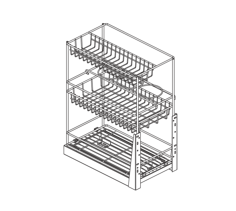 Pull out basket PTJ004D | kitchen drawer basket