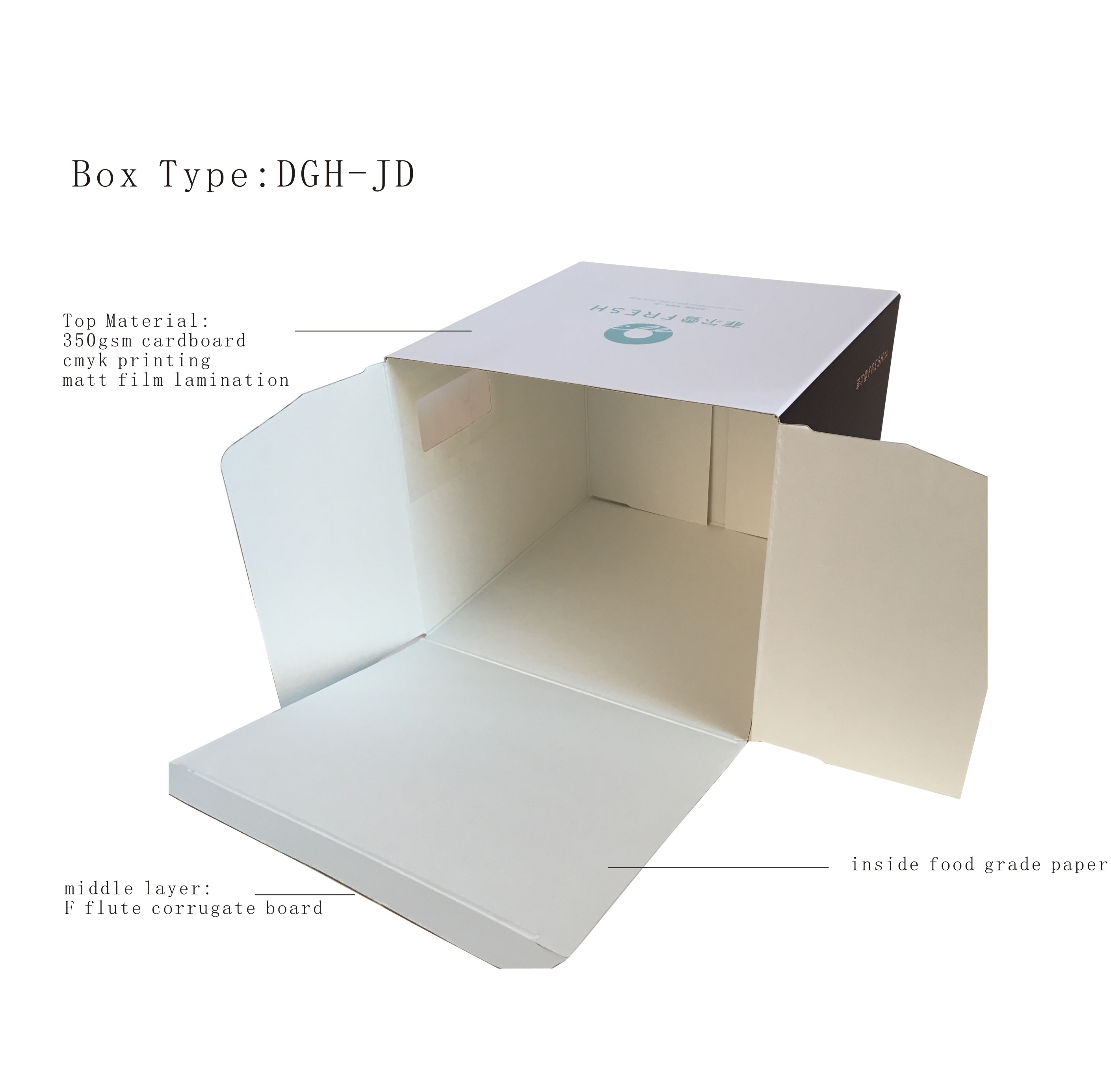 customized size corrugated safe food grade cake box
