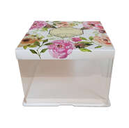 three component transparent cake box with three part component