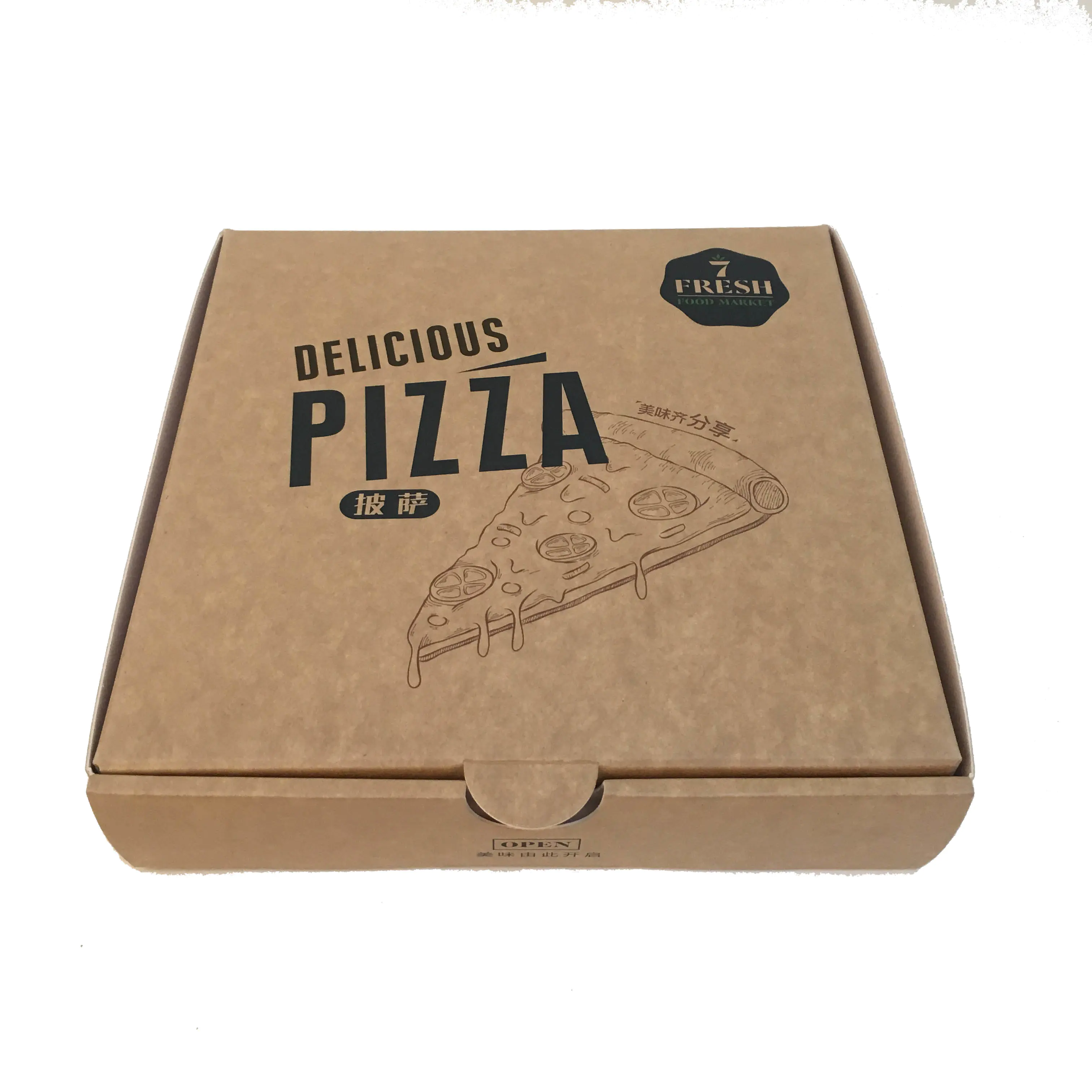 logo printing customize food grade cardboard inside lining corrugate pizza box 