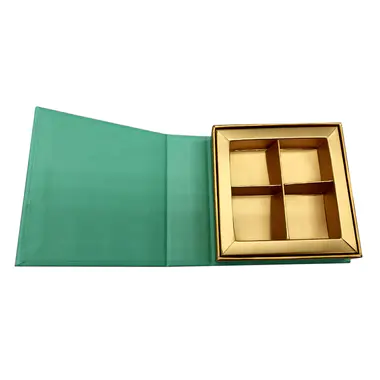 4 pcs load hand made luxury 4 pcs chocolate gift box with with golden paper divider 