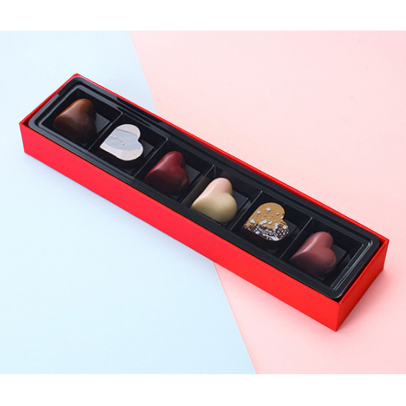 6 pcs load strip shape chocolate gift box top and bottom chocolate gift box with plastic inner tray
