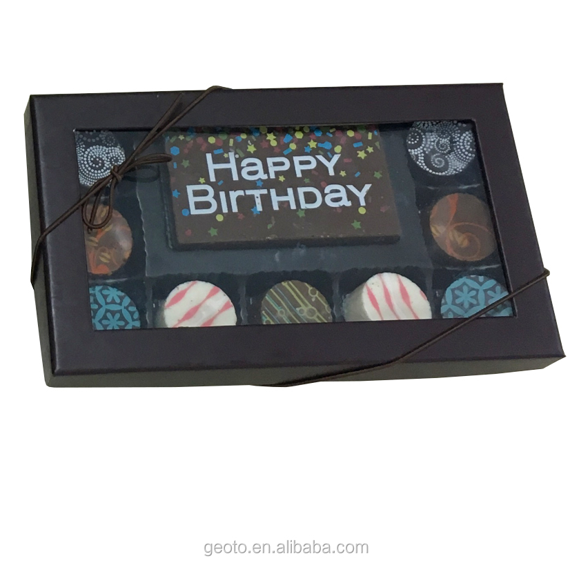 square shape chocolate gift box top and bottom clear window chocolate gift box