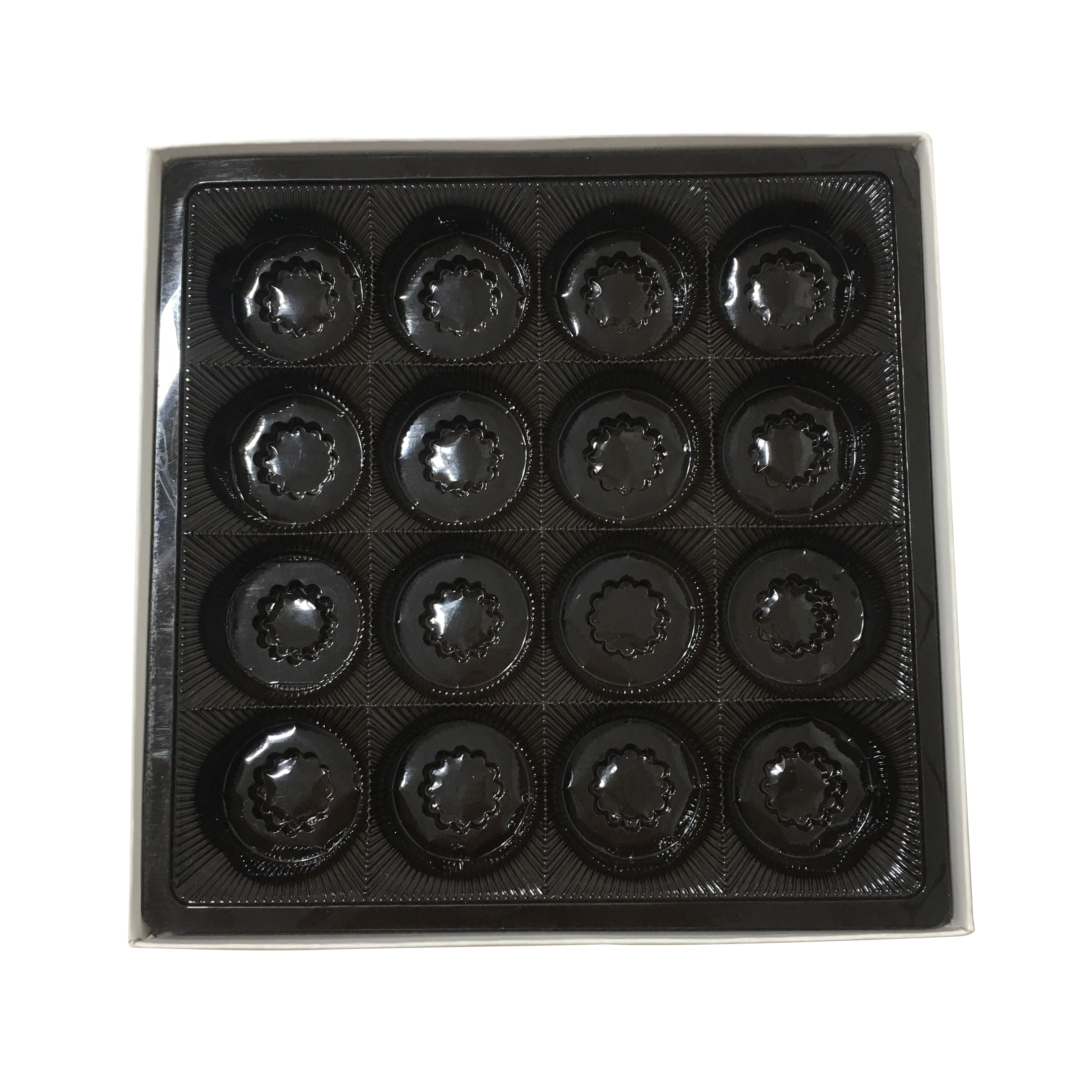 16 pcs load chocolate box self fold chocolate paper box cover and base chocolate box with plastic blister inner tray