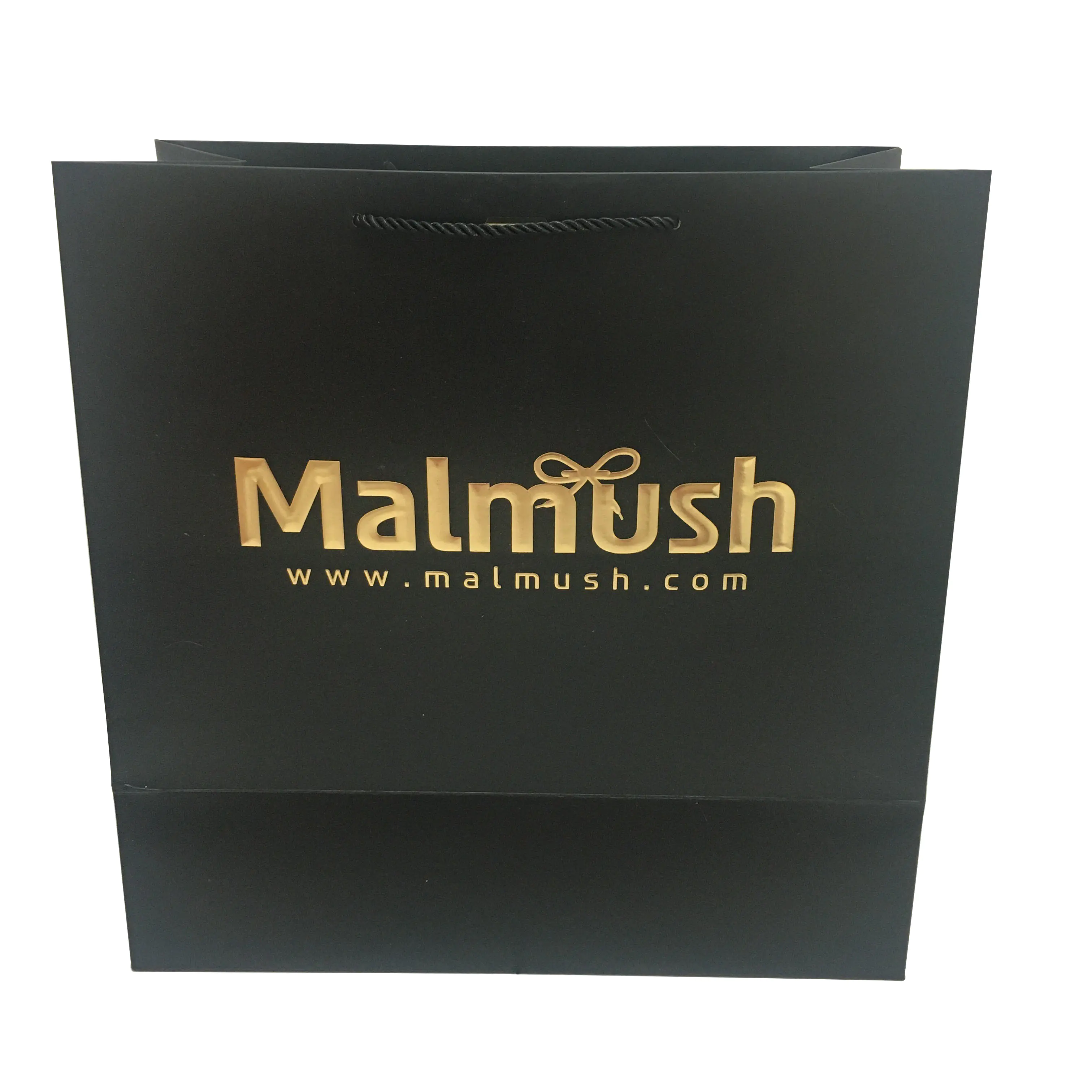 40*40*19cm size white cardboard paper bag with 3d foil stamped logo with pp rope handle cmyk color printed matt film laminated
