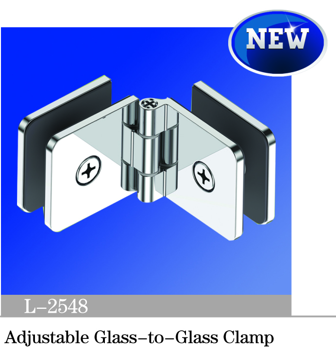 Beveled Edge Shower Glass Clamps Adjustable Glass-to-Glass Clamp L-2548