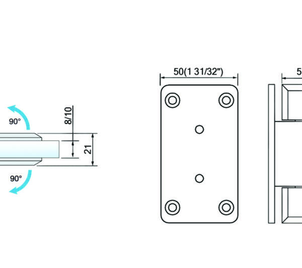 China Manufacturing Standard Duty Shower Hinges Wall Mount Glass Clamp Full Back Plate Factory Price L-2111W