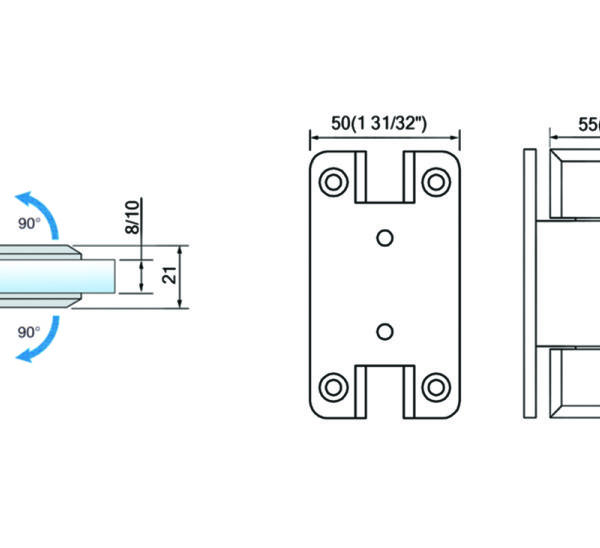 China Top Selling Standard Duty Shower Hinges Wall to Glass 90 Degree Shower Door Hinge L-2116