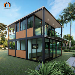Luxury American Two Storey Prefabricated glass Light Steel House