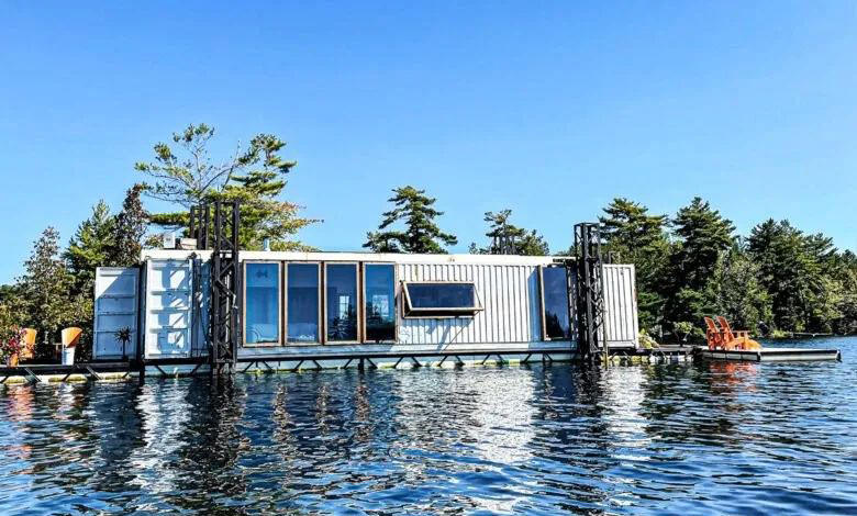A couple lived for a year in a floating house made by shipping containers