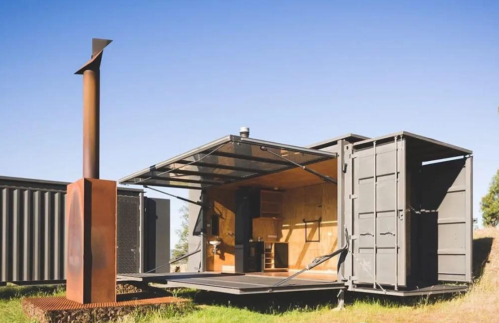 Details about L-shaped container home in Australia