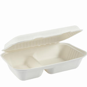 biodegradable tableware | Sugarcane 9 inch 2 Compartment Lunch Box