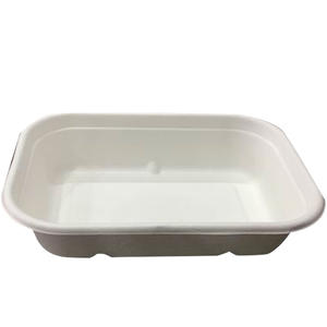 185 mm Biodegradable Disposable Sugarcane Dinner Set Food Packaging Tray