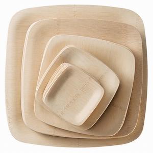 10 Inch Biodegradable Compostable Dinner Set Solid Bamboo Square Plate