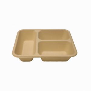 800 ml 3 Compartment Compostable Food Container Bamboo Lunch Box with Lid | 9 inch Sugarcane lunchbox