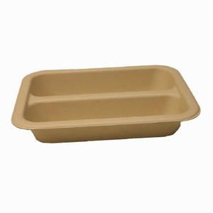 195 mm 2 Compartment Biodegradable Tableware Dinner Set Bamboo Tray