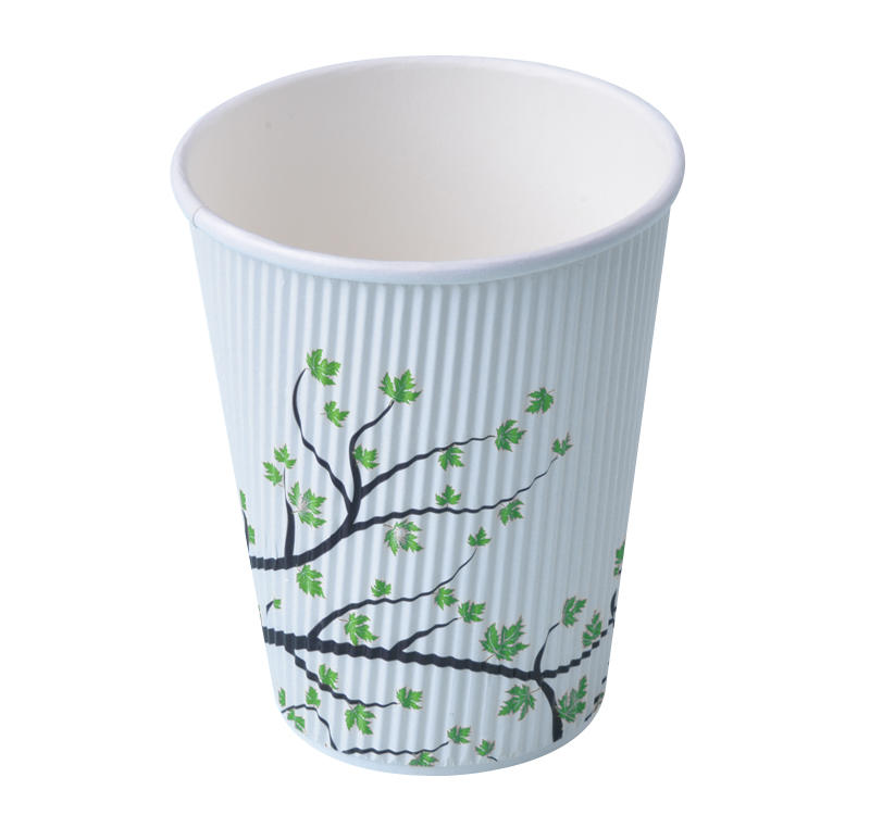 12 OZ Biodegradable Tableware Dinner Set Ripple Wall Paper Cup 
