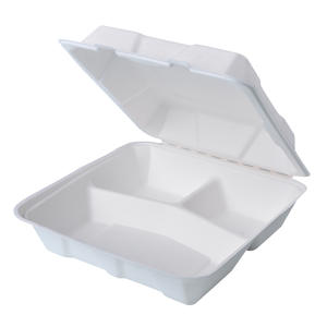 biodegradable tableware | 8 inch 3 compartment Sugarcane Dinnerware Low Clamshell