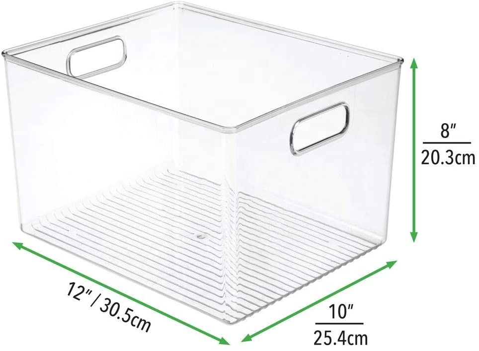 Stackable Plastic Food Storage Bin Organizer with Handles for Kitchen Cabinet Refrigerator | disposable kitchenware for sale