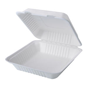 biodegradable tableware | 8 inch Low Clamshell Sugarcane Compostable Disposable Dinnerware
