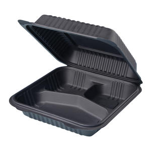 8 inch 3 Compartments Biodegradable Dinner Set Corn Starch Balck Box