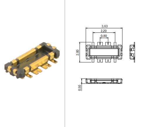 SN 818018137 Battery BTB  Double Row  H0.60  6Pin Plug Connector