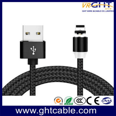 Magnetic Type USB Black Braiding Cable with Changeable Plug
