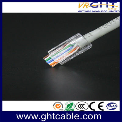 RJ45 8P8C UTP CAT6 Feedthrough Crystal Connector Gold-Plated 1-50μ