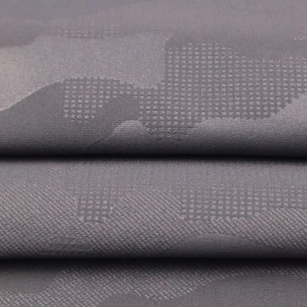 camouflage pattern high elastic black microfiber warp knitted embossed fabric for sports