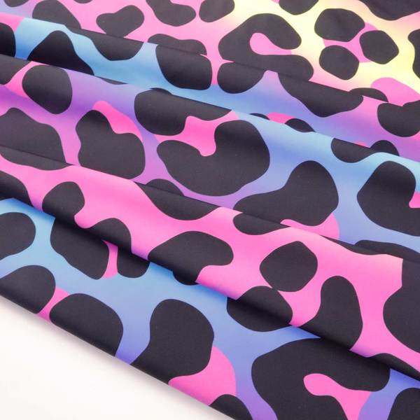 shiny colorful leopard printed high elastic naked feeling digital printing fabric for swim