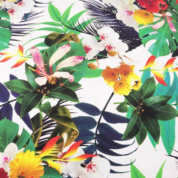 printing fabric high quality elastic hawaii print floral design spandex nylon fabric for beach skirt