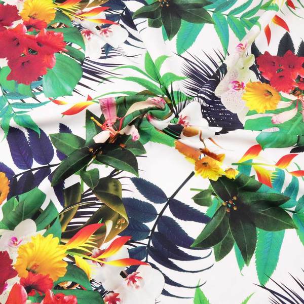 printing fabric high quality elastic hawaii print floral design spandex nylon fabric for beach skirt