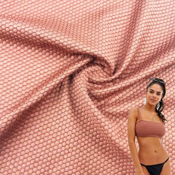 nylon spandex 180g honeycomb jacquard design dry fit polyamide fabric for swimwear