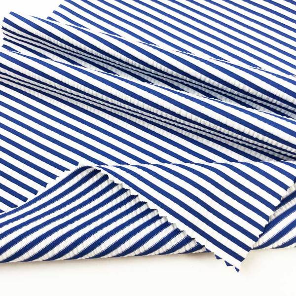 seersucker fabric 4 way stretch weft knit micro nylon polyester stripe fabric for swimwear