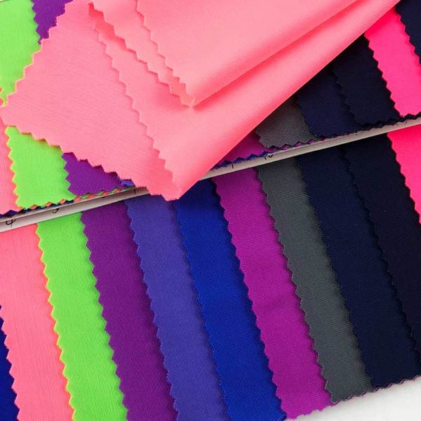 polyester spandex 220g stock lots soft semi dull double pulled weft knit swimwear fabric  
