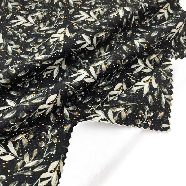 nylon spandex 295g hot sale microfiber weft knit leaves printing fabric for sportswear