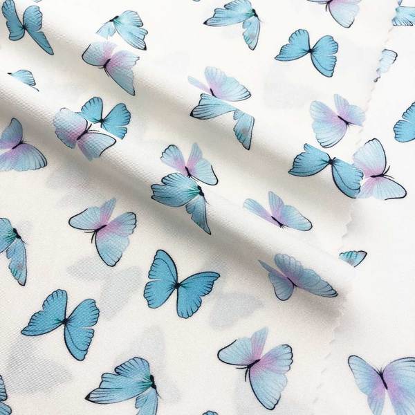 printed fabric 4 way stretch dry fit naked feeling breathable butterfly printed fabric for swimwear