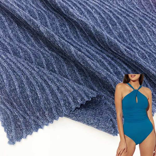 popular design wave jacquard 4 way stretch 210g polyester spandex seersucker fabric for bikini