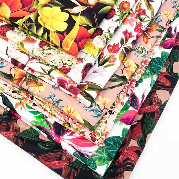 floral printing high elastic naked feeling dry fit warp knit digital printed fabric for swimsuit