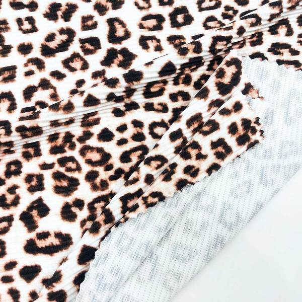 leopard printed fabric high elastic ribbed style elastane nylon digital print fabric for swimsuit