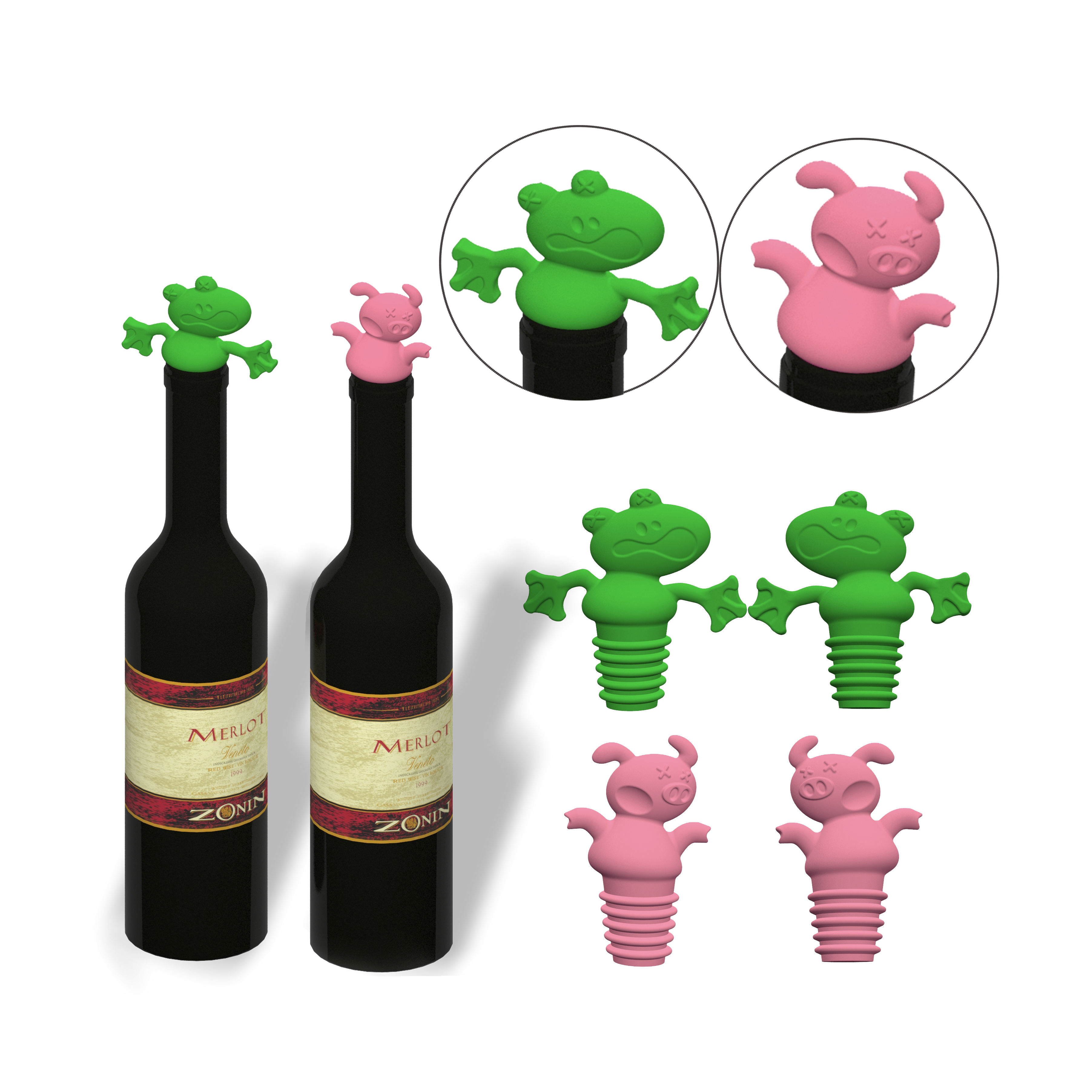 UT083 Poor Frog Wine Cork | silicone wine bottle stopper 