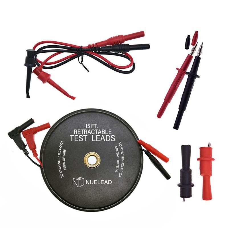 RETRACTABLE TEST LEADS 18 GAUGE ALLIGATOR CLIPS IN REEL 3 WIRE/20-FT 