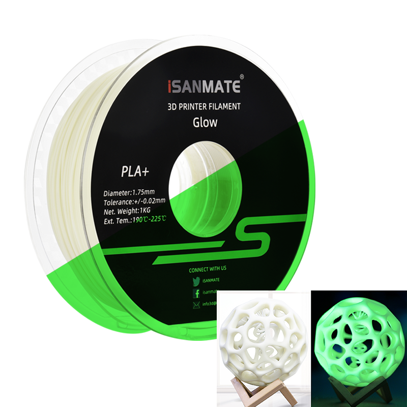 iSANMATE Glow in the dark 3d filament | green glow in dark filament 1.75