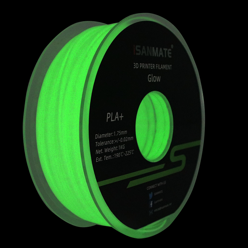 iSANMATE Glow in the dark 3d filament | green glow in dark filament 1.75