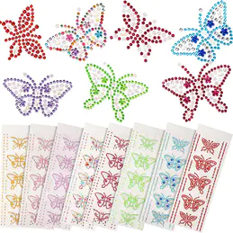 40 Pieces Butterfly Rhinestone Stickers Gem Self Adhesive Stickers Butterfly Diamond Stickers Butterfly Crystal Gems Sticker for DIY Craft, Cell Phones, Books, Cups, Photo Album Decorations