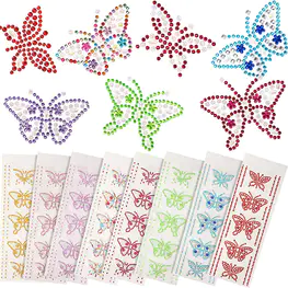 40 Pieces Butterfly Rhinestone Stickers Gem Self Adhesive Stickers Butterfly Diamond Stickers Butterfly Crystal Gems Sticker for DIY Craft, Cell Phones, Books, Cups, Photo Album Decorations