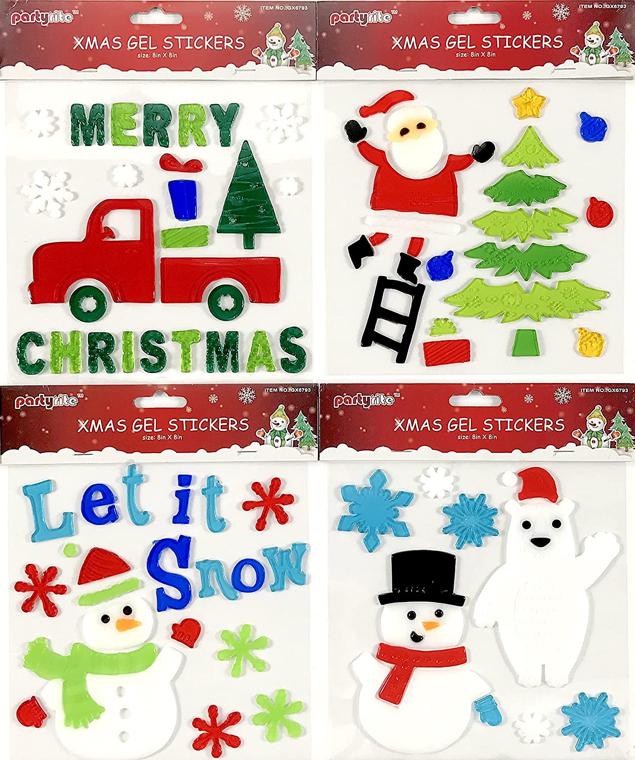 Christmas Gel Window Stickers Xmas Party Decoration Santa Snowman Snowflake New 